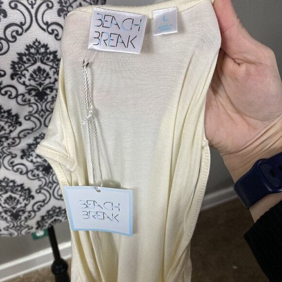 NWT Beach Break Cream Off-white drop waist summer midi dress. Size Large - Picture 7 of 7